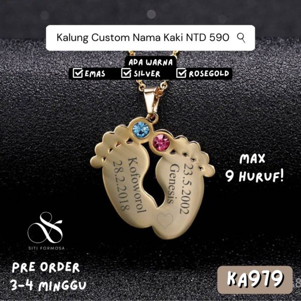 KA979-Kalung Custom Nama Kaki